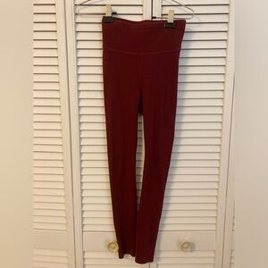 Pact Organic Cotton Ribbed Sustainable Leggings Size XS Maroon Yoga Loungewear